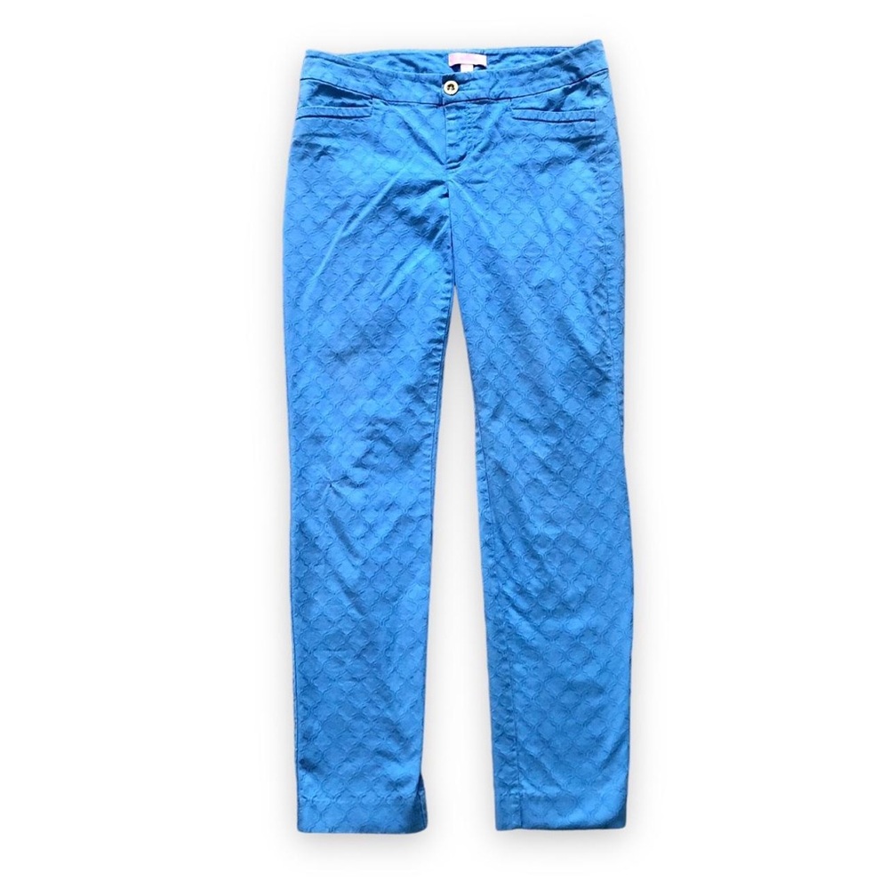Lilly Pulitzer Kelly Skinny Ankle Pants Jacquard Crew Deep Blue. Size 8